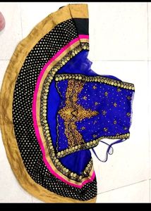 Elegant Blue &amp; Gold Embroidered Lehenga Choli