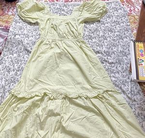 Light Green Puff Sleeve Maxi Dress