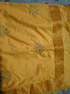 Elegant Yellow Silk Saree with Gold Border