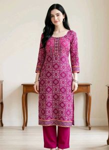 Bandhni kurti and pant plazo set