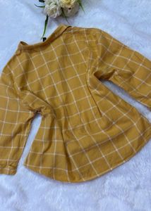 Mustard Yellow Plaid Button-Up Shirt