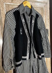 ( ON SALE⚡️)🕊️Striped Shirt Dress with Vest