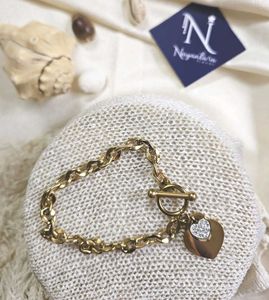 Anti-tarnish Chunky Heart Gold Bracelet