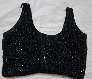 Sparkly Black Sequin Blouse