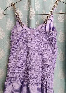 Lilac Ruched Chain Strap Tank