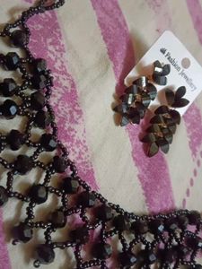Elegant Black Beaded Choker Necklace