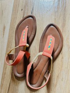 Bata Size 8 Coral Flat Sandals -