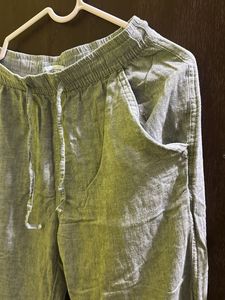 Linen Drawstring Cropped Pants