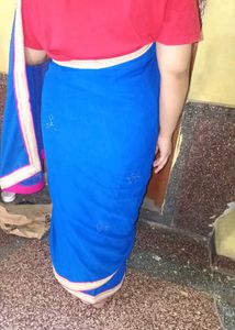 Elegant Royal Blue Saree with Border