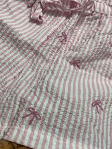 Cute Pink Striped bow Pajama Set