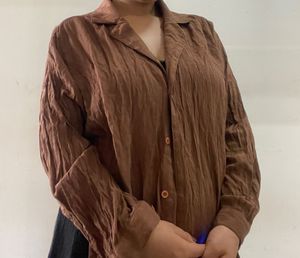 🤎Brown Textured Button-Up🤎