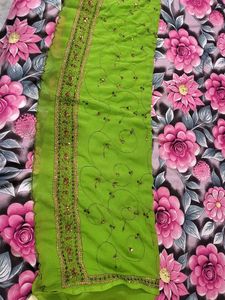 Vibrant Green Embroidered Saree