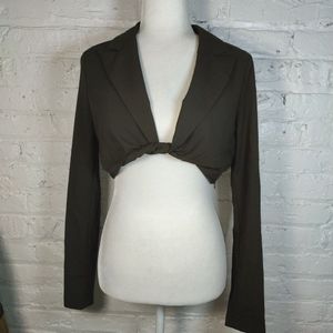 Zara Knotted Cropped Blazer Top