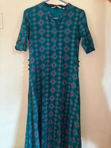 Teal Geometric Print Kurta