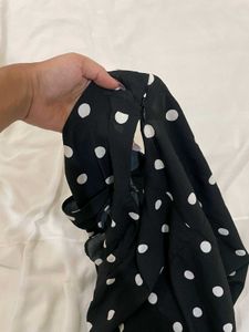 Black Polka Dot Wrap Dress