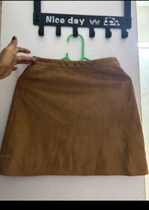 Tan Suede A-line Skirt
