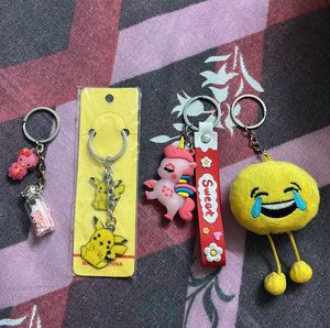 Cute Keychain Bundle - Emoji, Unicorn & Pikachu