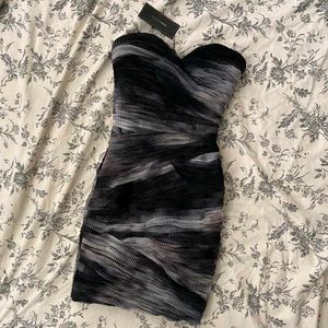 85209. Strapless Abstract Print Mini Dress