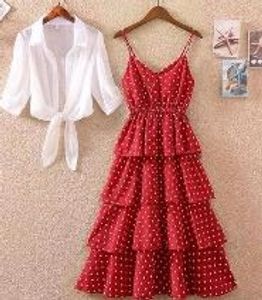 Red Polka Dot Tiered Mini Dress