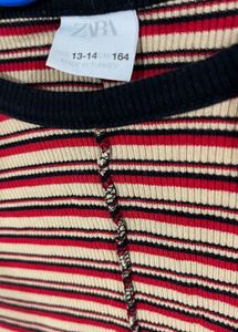 Zara Striped Ribbed Top
