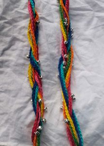 Rainbow Braided Anklet with Bells