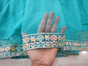 Turquoise tiered tulle skirt with sequin top