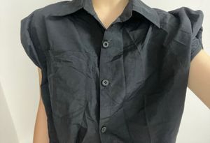 Sleeveless Collared Button-Up Top