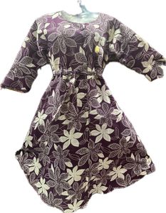 Purple Floral Print Midi Frock
