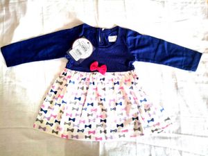 Cute Bow Print Baby Girl Dress