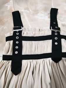 Pleated Buckled Strap Dress