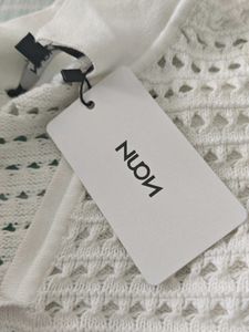 White Crochet Knit Polo Top