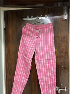 Pink Striped Sleeveless Cropped Top