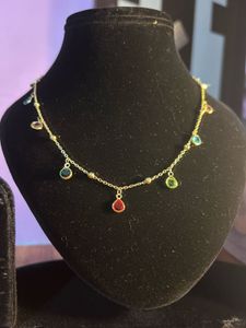 Colorful Gemstone Drop Necklace