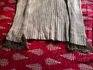 Ribbed lace Knit Mock Neck Sweater