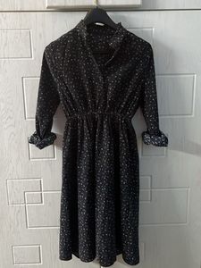 Black Printed Midi Dress