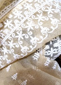 Beige Embroidered Cotton Dupatta