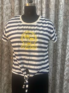 Striped Tie-Front T-Shirt