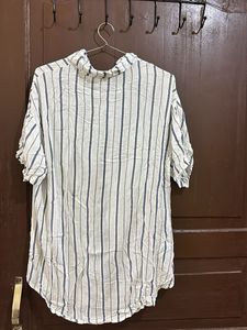Vertical Stripe Button-Up Shirt