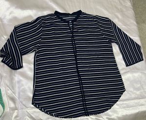 Striped V-Neck 3/4 Sleeve Top