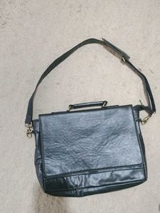 Black Leather Like Messenger Bag