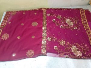 Embroidered Net Saree