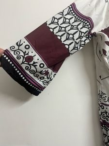 White Palazzos with Ethnic Print Cord set