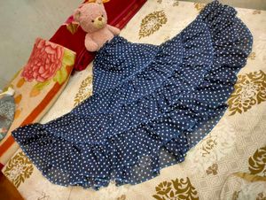 Navy Polka Dot Ruffle Skirt