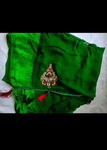 Elegant Green Embroidered Saree