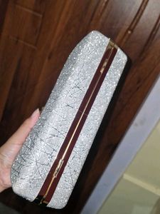 Sparkling Silver Clutch with Handle