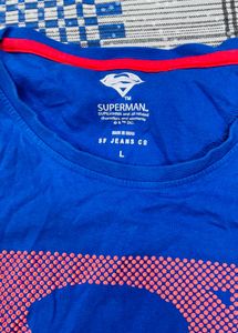 Men's Blue Superman Print T-Shirt