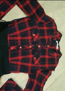 Red Plaid Shirt Dress
