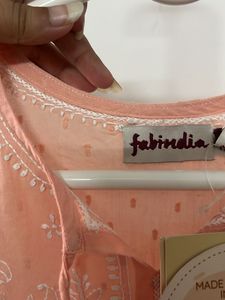 💖 Peach Cotton Tunic for Girls | Delicate Floral