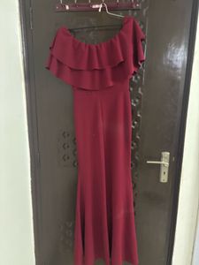 Red Ruffled Off-Shoulder Dress(gown)
