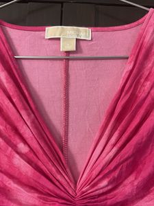 MKors V-Neck Tie-Dye Pink Dress